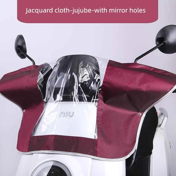 Elektrikli Motosiklet/Bisiklet Yağmur Koruma Örtüsü - Jakarlı Hünnap Rengi