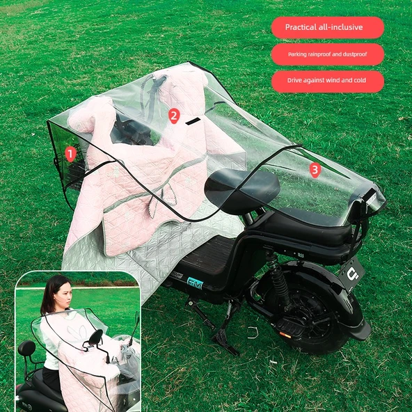 Elektrikli Motosiklet Yağmurluk Ön Camı - Küçük Model Tam Kapalı Rüzgar Siperliği