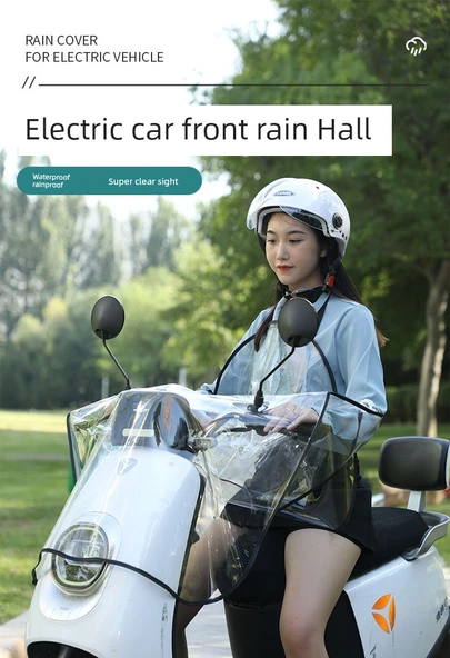 Elektrikli Motosiklet Yağmurluk Ön Camı - Büyük Model Yarım Paket Fermuarlı - 7