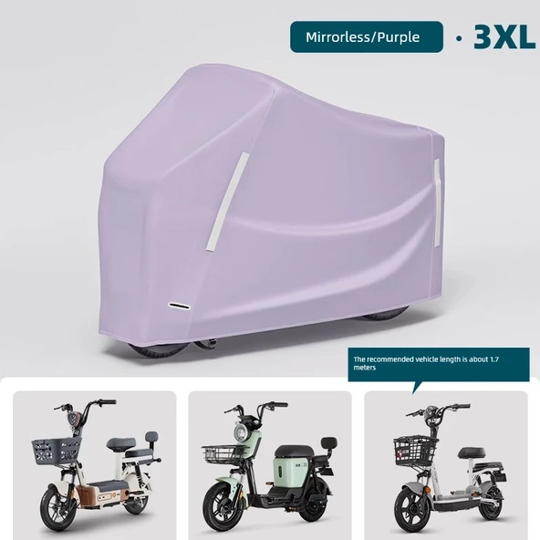 Elektrikli Araba Motosiklet Yağmurluğu - 3XL Açık Mor - Oxford Kumaşlı