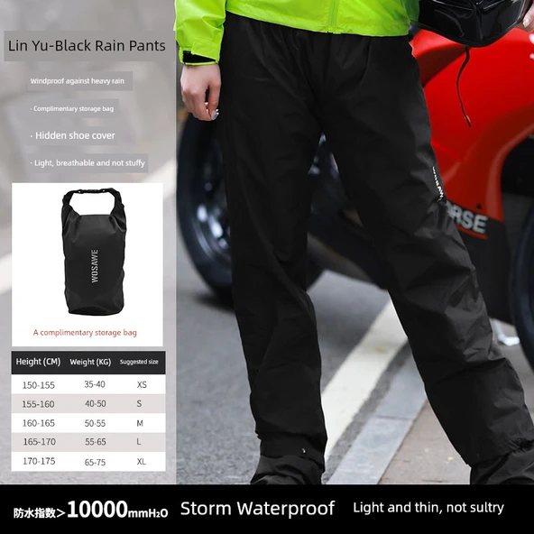 Motosiklet Yağmur Pantolonu - XL Beden - Siyah