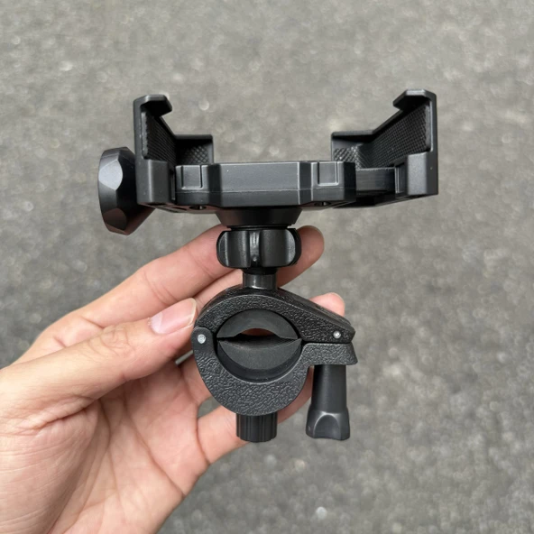 Motosiklet Scooter Dikiz Aynası Telefon Tutucu - Dikiz Aynası (Metal Klips) + Bezelye + Vidalı Elastik Klips - 2
