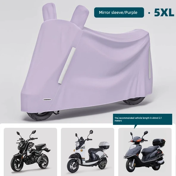 Elektrikli Araba Motosiklet Yağmurluğu - 5XL Açık Rattan Mor - Oxford Kumaşlı