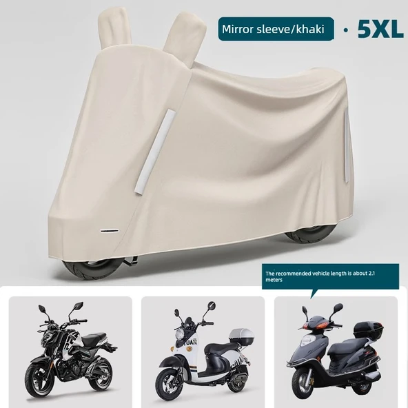 Elektrikli Araba Motosiklet Yağmurluğu - 5XL Süt Kahverengi - Oxford Kumaşlı