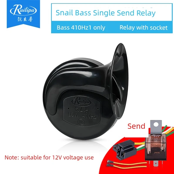 Motosiklet Korna Ruipu Salyangoz 12V - Bas Tekli + Röle