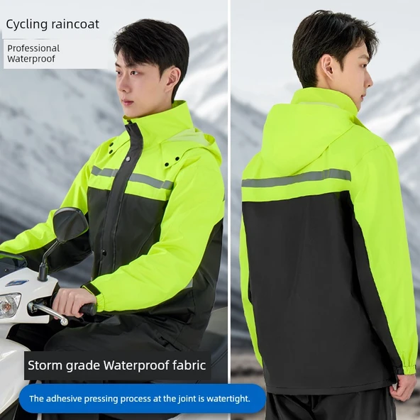 Motosiklet Yağmurluk Takımı - XXXXL Beden - Turuncu - 2