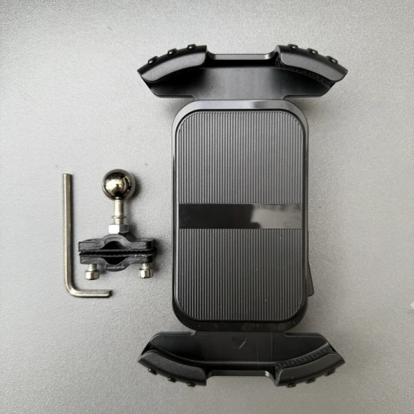 Motosiklet Scooter Dikiz Aynası Telefon Tutucu - Metal Kilit Anahtarlı Dikiz Aynası Klipsi