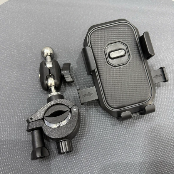Motosiklet Scooter Dikiz Aynası Telefon Tutucu - Sökmesiz Dikiz Aynası Klipsi + Bezelye + Tek Elle Klips