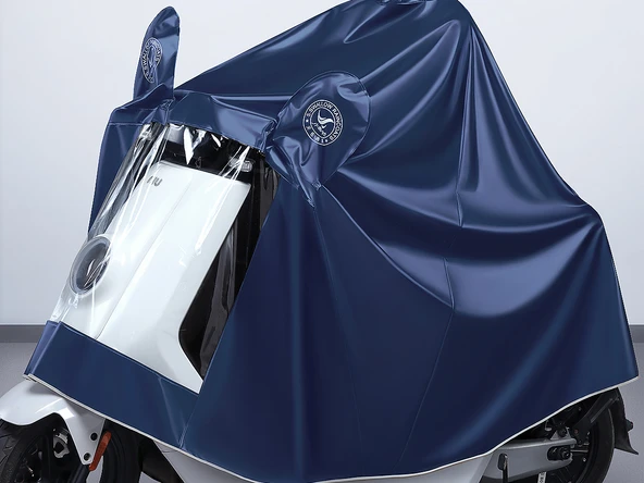 Elektrikli Motosiklet Yağmurluk Panço - 3XL - Mavi - 7