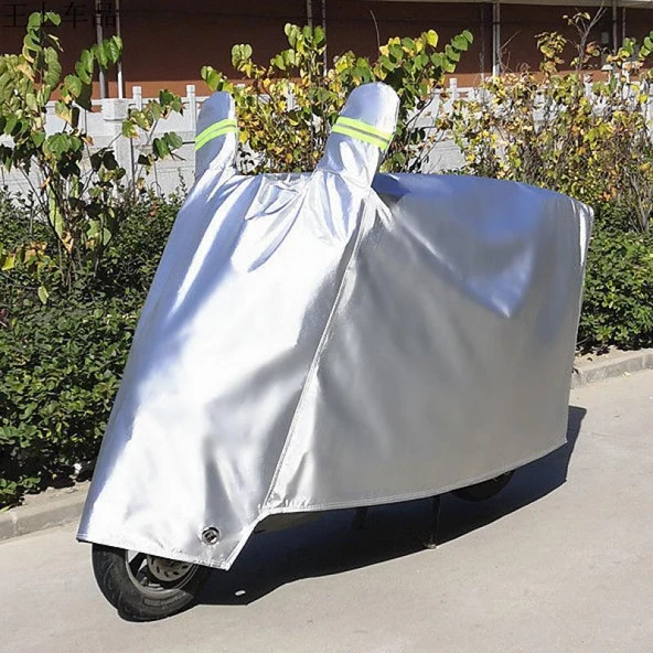 Elektrikli Araba Motosiklet Yağmurluk Güneş Koruma Örtüsü - Oxford Kalın Gümüş Binaural XL