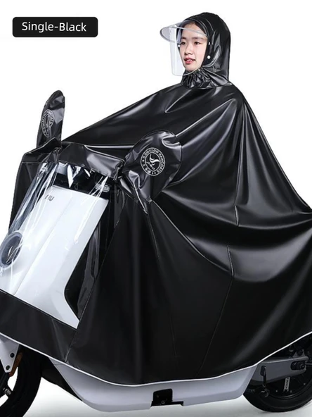 Elektrikli Motosiklet Yağmurluk Panço - 5XL - Lacivert - 2