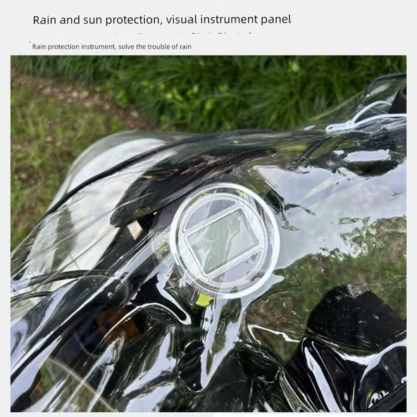 Elektrikli Bisiklet Motosiklet Ön Cam Yağmurluğu - Pelerin Model Standart PVC Su Geçirmez - 9
