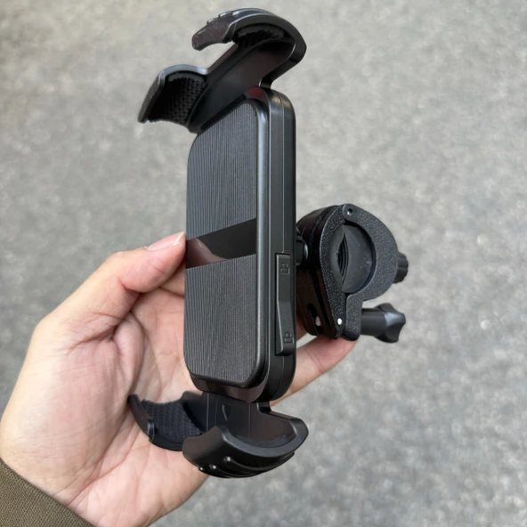 Motosiklet Scooter Dikiz Aynası Telefon Tutucu - Sökmesiz Kilit Anahtarlı Dikiz Aynası Klipsi (Kısa)