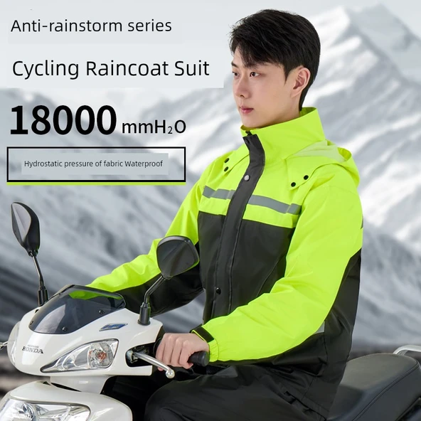Motosiklet Yağmurluk Takımı - XXXXL Beden - Yeşil - 3