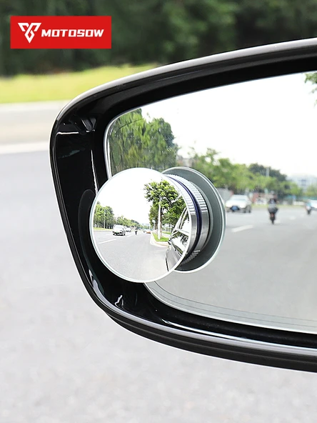 Motosiklet Dikiz Aynası - 360° Vantuzlu - Gümüş Dikdörtgen Ayna Çift - 3