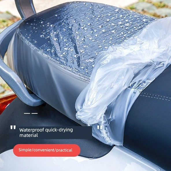 Elektrikli Araç/Motosiklet için Su Geçirmez Plastik Yağmurluk - Ekstra Büyük Kalın Ön (Arka) Kapak 10 Adet - 10