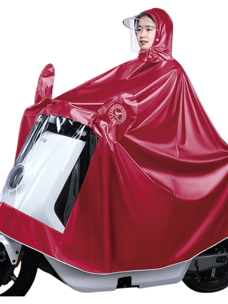Elektrikli Motosiklet Yağmurluk Panço - 4XL - Siyah - 5