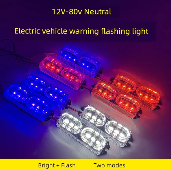 LED Motosiklet Arka Lamba - Beyaz Çift [12V-80V] - 8