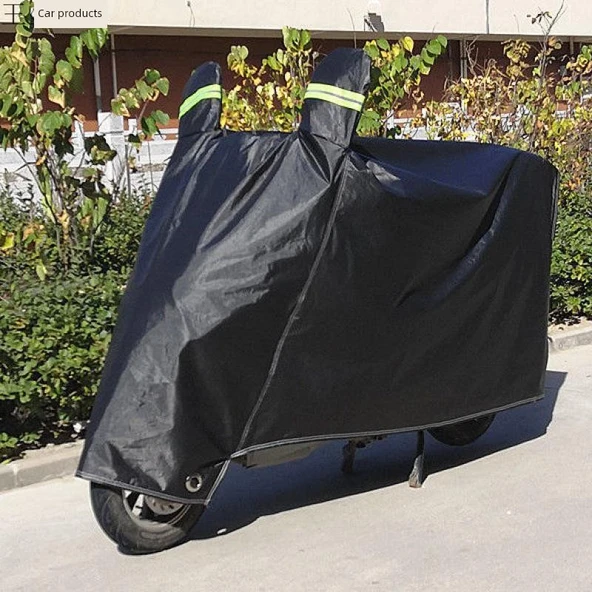 Elektrikli Araba Motosiklet Yağmurluk Güneş Koruma Örtüsü - Oxford Kalın Siyah Binaural XL