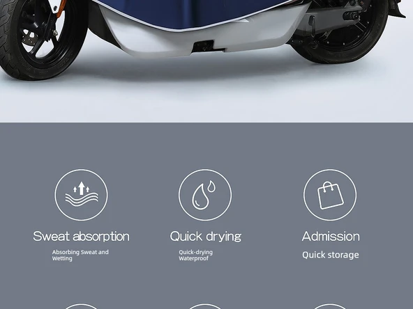 Elektrikli Motosiklet Yağmurluk Panço - 5XL - Lacivert - 10
