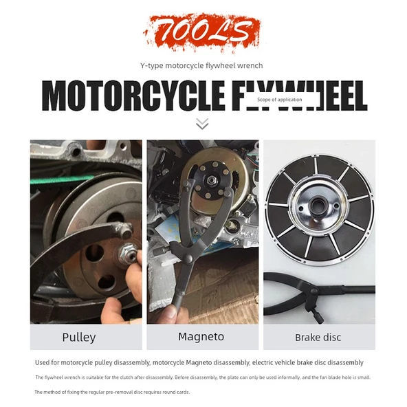 Y Volan Sabitleme Klipsi Anahtarı - Motosiklet Scooter Kayış Plakası Sökme Aparatı - Buzlu Stil - 3