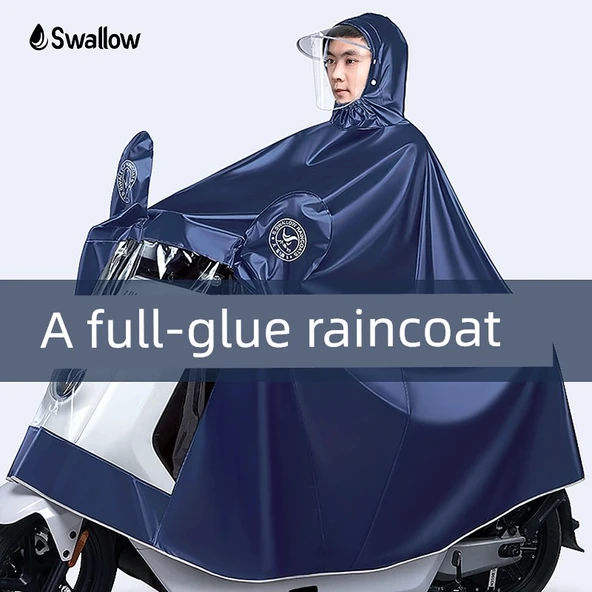 Elektrikli Motosiklet Yağmurluk Panço - 5XL - Lacivert