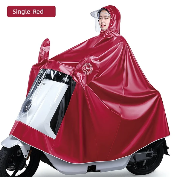 Elektrikli Motosiklet Yağmurluk Panço - 3XL - Kırmızı