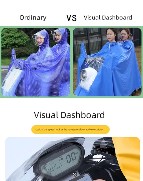 Elektrikli Motosiklet Yağmurluğu - Çift Kişilik - Kar Taneciği Mavisi - 5XL - Aynalı - 8