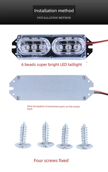 LED Motosiklet Arka Lamba - Beyaz Çift [12V-80V] - 11