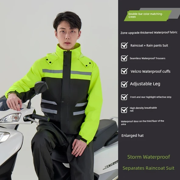 Motosiklet Yağmurluk Takımı - XXXL Beden - Yeşil