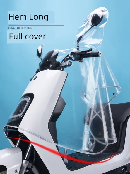 Motosiklet Aküsü Araba Güneş Yağmur Koruma Örtüsü - 5XL - Ultra Şeffaf - Dikiz Aynalı - PVC - 5