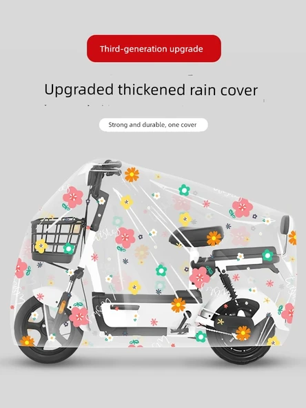 Elektrikli Araba Yağmur Güneş Koruma Örtüsü - Düz Renk Şeffaf - Kalınlaştırılmış - Resim 3