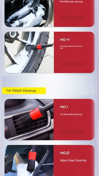 Motosiklet Motor Temizleme Fırçası - 3 Parça Yumuşak Temizleme Fırçası Seti - 9