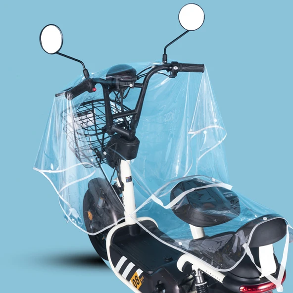 Motosiklet Yağmur Güneş Koruma Örtüsü - 5XL - Ultra Şeffaf - Minderli - Aynasız - Fermuarlı - PVC