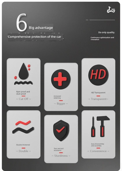 Elektrikli Araba Yağmur Güneş Koruma Örtüsü - Düz Renk Şeffaf - Kalınlaştırılmış - Resim 10