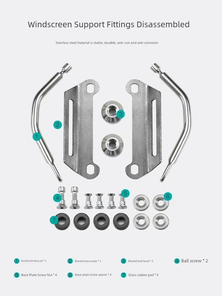 Motosiklet Ön Cam Braketi Aksesuarı Paketi - 4.2 İnce Set - 6