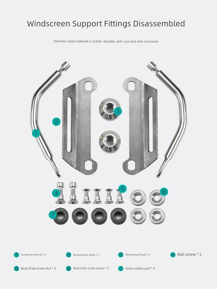 Motosiklet Ön Cam Braketi Aksesuarı Paketi - 4.2 İnce Set - 3