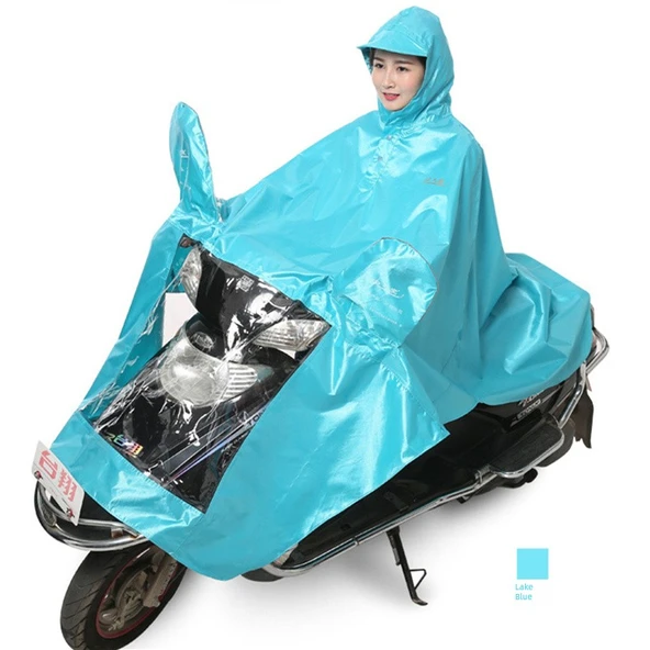 Elektrikli Motosiklet Yağmurluğu - XXXXL - Göl Mavisi (Aynalı)