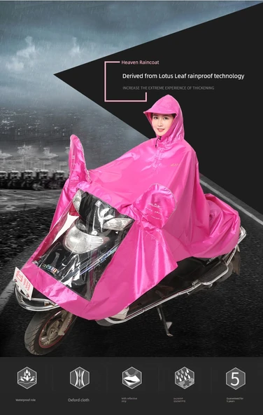 Elektrikli Motosiklet Yağmurluğu - XXXXL - Koyu Mavi (Çift Katmanlı, Aynalı) - 6