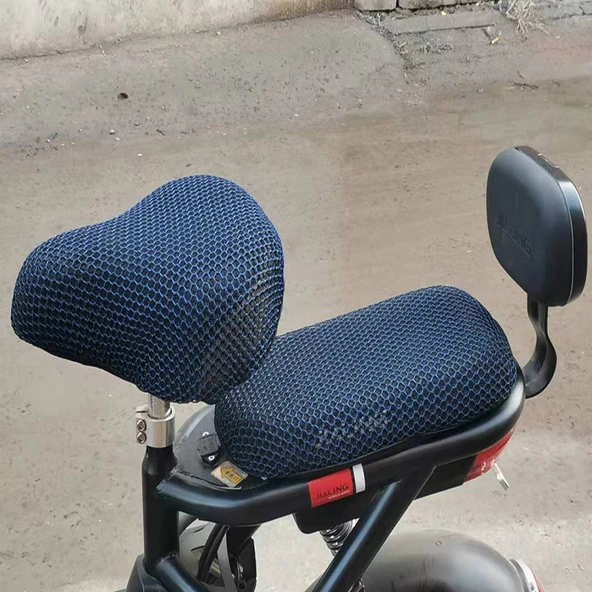 3D Mavi Sivri Başlıklı Motosiklet Scooter Katlanır Bisiklet Arka Koltuk Kılıfı