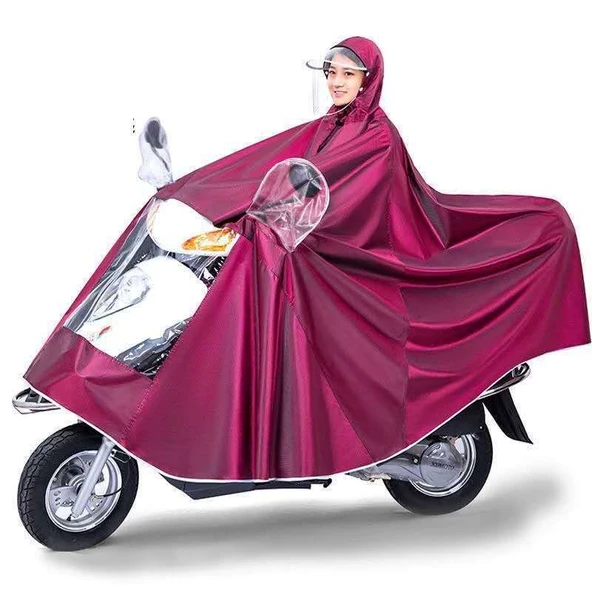 Motosiklet Yağmurluğu - 9XL Tek Ayna Model - Bordo