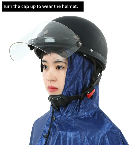 Elektrikli Motosiklet Yağmurluğu - XXXXL - Kırmızı (Aynalı, Çıkarılabilir Çift Siperlikli) - 8