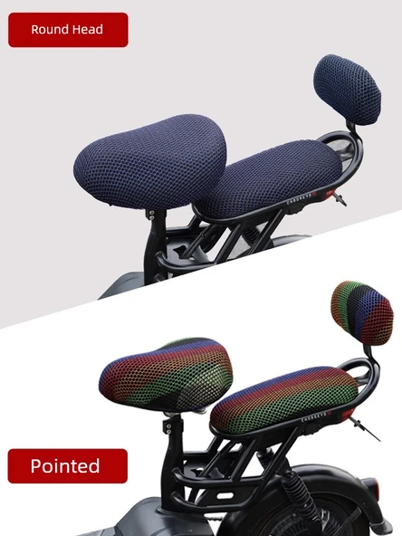 Nötr 3D Mavi Yuvarlak Başlıklı Motosiklet Scooter Katlanır Bisiklet Arka Koltuk Kılıfı - 3