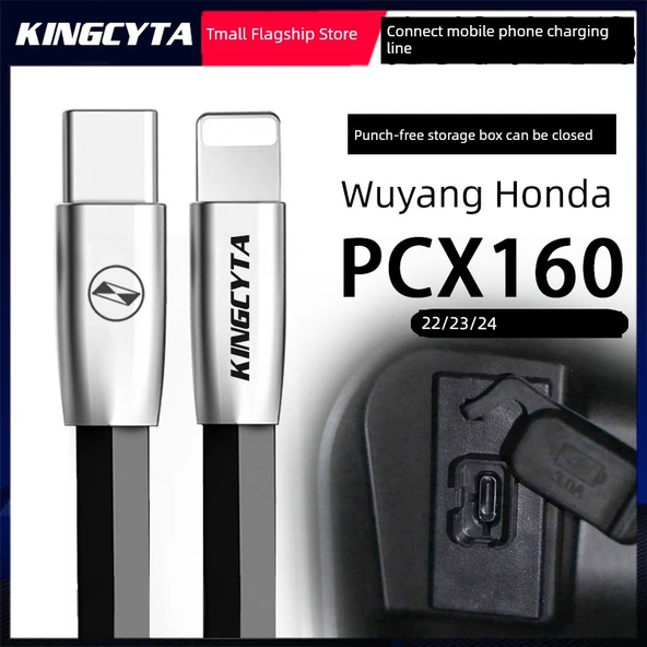 PCX160 Motosiklet Şarj Kablosu - 0.5m - Type-C Huawei/Xiaomi/Oppo/Vivo - 2
