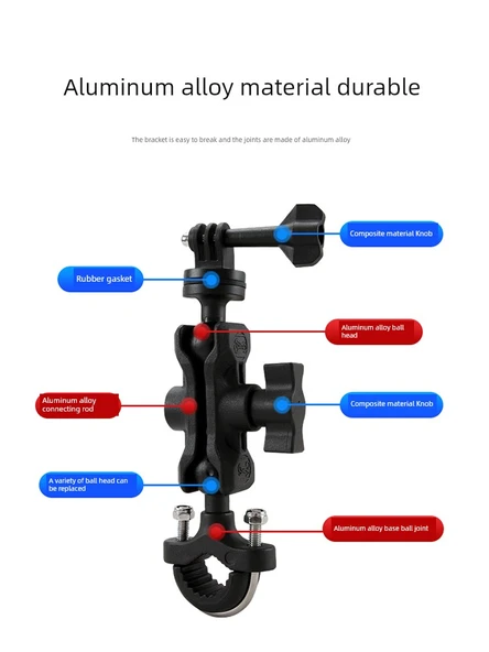 Motosiklet Aksiyon Kamera Montajı - Universal Kelepçe Tüp Metal Braket - 6
