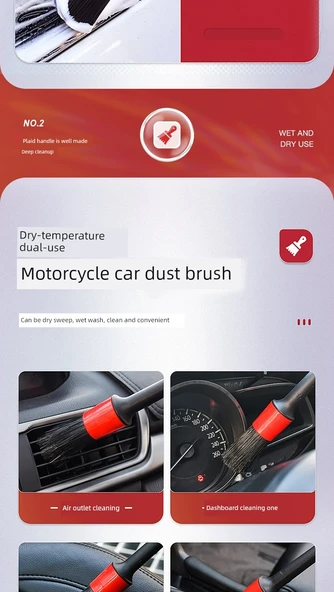 Motosiklet Motor Temizleme Fırçası - 5 Parça Yumuşak Temizleme Fırçası Seti + İki Süet Bez - 11