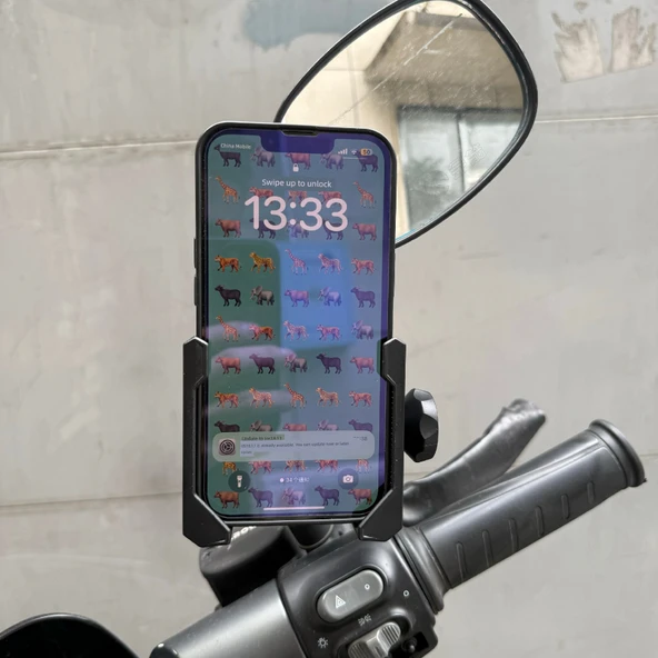 Motosiklet Telefon Tutucu - Metal Klips + Vidalı Elastik Klips - 8