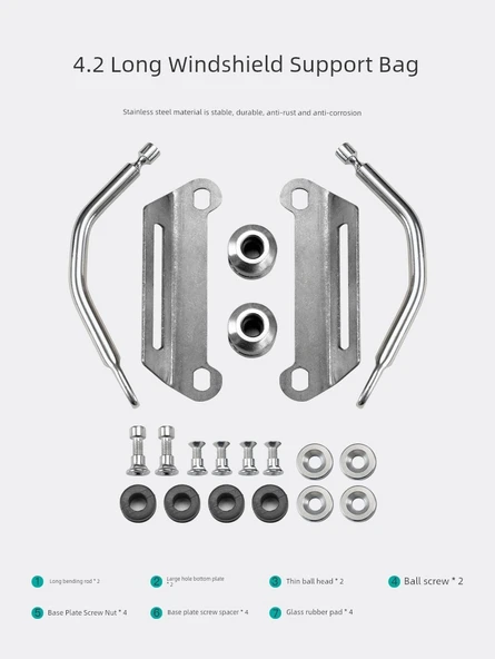 Motosiklet Ön Cam Braketi Aksesuarı Paketi - 4.2 İnce Set - 4