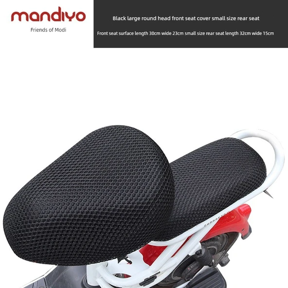 Nötr 3D Siyah Yuvarlak Başlıklı Motosiklet Scooter Katlanır Bisiklet Arka Koltuk Kılıfı