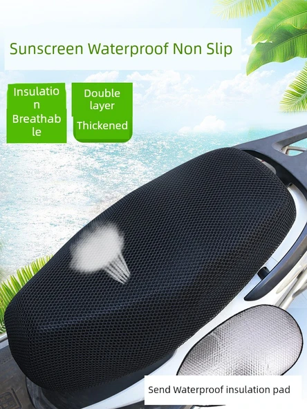 3D Elektrikli Motosiklet Koltuk Kılıfı - XL Beden - Siyah-Kırmızı - 2